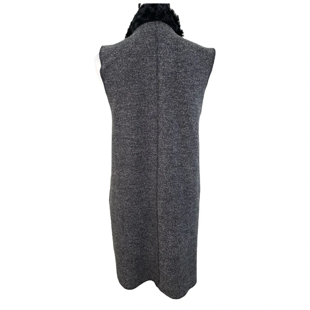 Tribal Jeans Sweater Vest Women's Small Drapey Faux Fur‎ Neckline Tweed